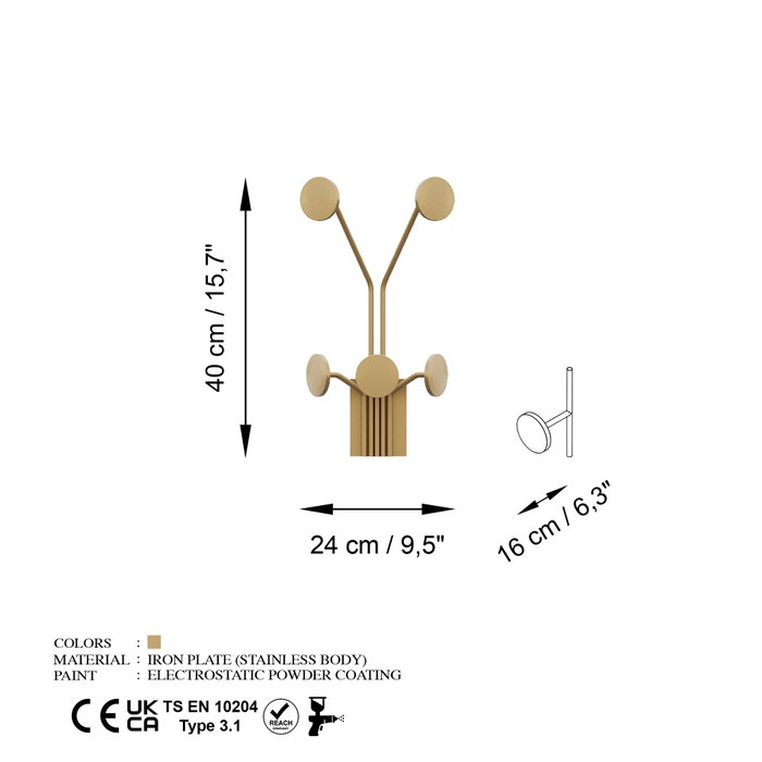 Wallity Giraffe-A Gancho Metálico de Pared Dorado Wallity Giraffe-A Gancho Metálico de Pared Dorado